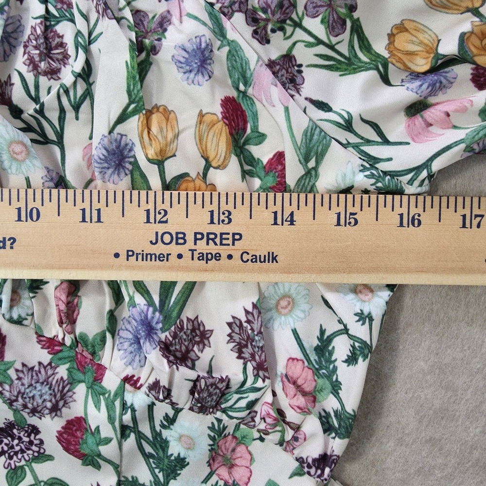 Cider Floral Puff Sleeve Milkmaid Crop Top Sz S Tie Back Bow Cottage Coquette - Picture 4 of 8